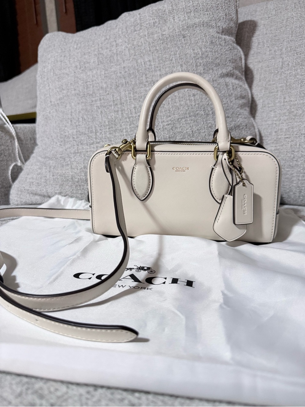 Coach Cream Leather Mini Satchel with Gold Hardware